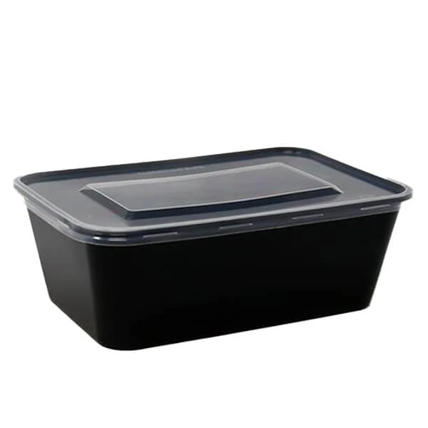 Σκεύος Μικροκυμάτων Ορθογώνιο Μαύρο με καπάκι 750 ml 50τμχ