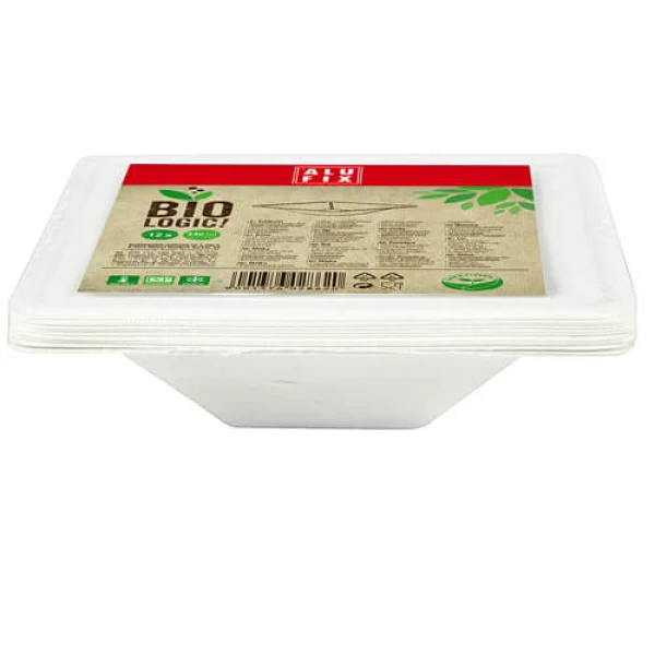 Βιοδιασπώμενα Πιάτα Τετράγωνα Βαθιά 340ml BIOLOGIC 12τμχ