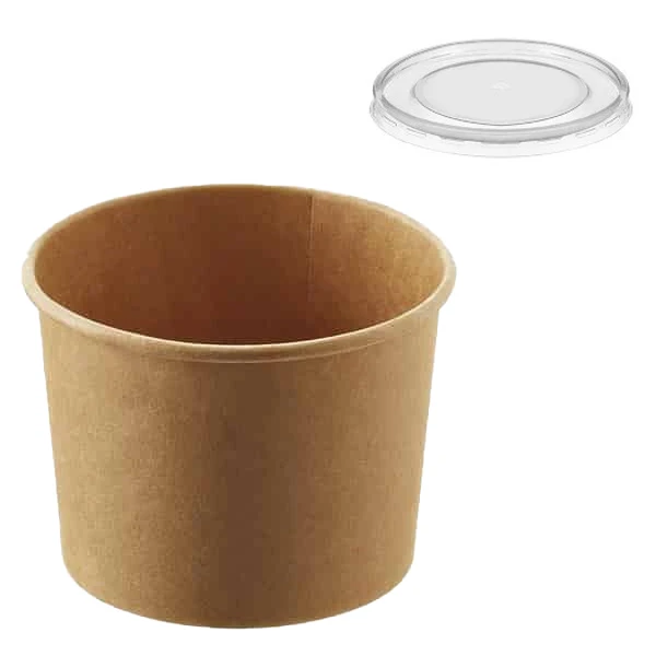 Μπωλ Σούπας Στρογγυλό Kraft με Καπάκι 500ml/ 16oz 50τεμ