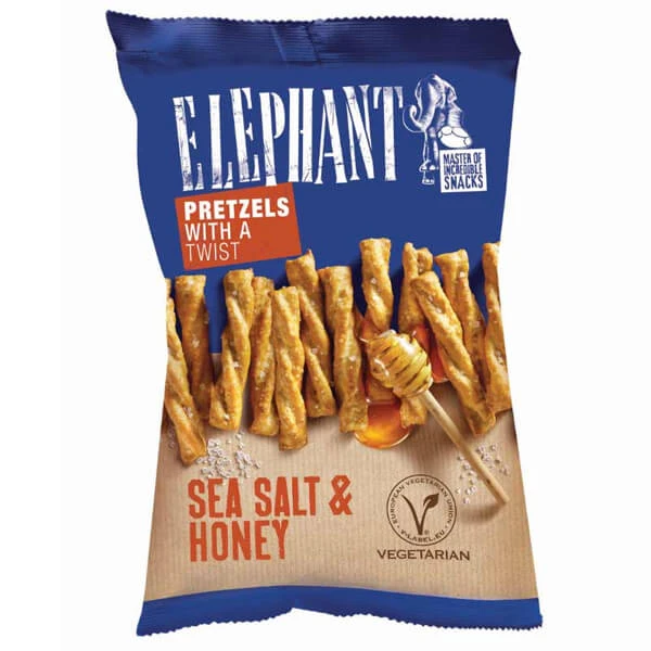 Στριφτά Πρέτζελ Θαλασσινό Αλάτι & Μέλι ELEPHANT 70gr