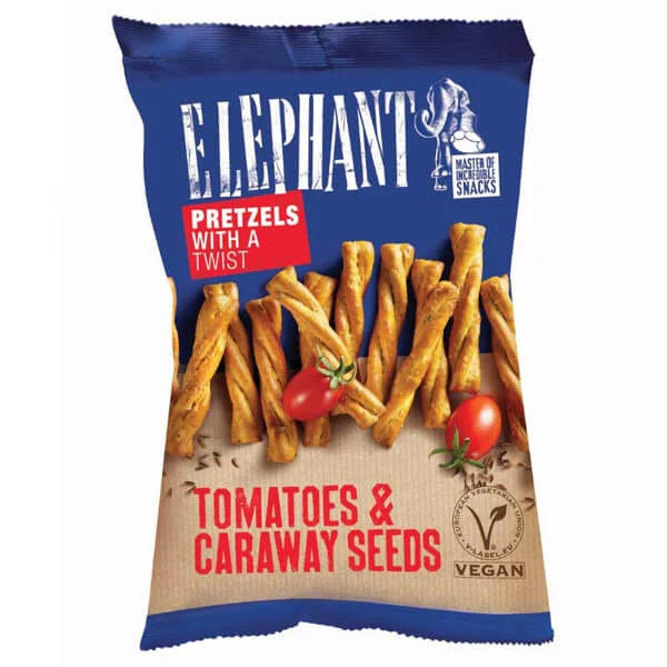 Στριφτά Πρέτζελ Ντομάτα & Σπόροι Κύμινο ELEPHANT 70gr