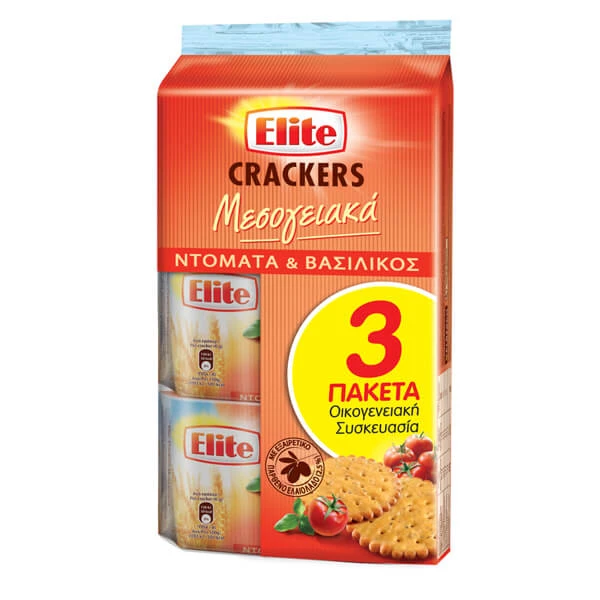 Κράκερς Μεσογειακά Ντομάτα & Βασιλικός ELITE 105gr (3x105gr)