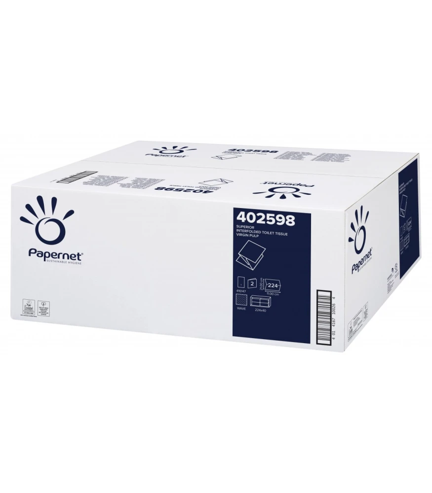 Χαρτί Υγείας Superior σε Φύλλα Λευκό 2Φυλλο 224 Φύλλα PAPERNET 40τμχ