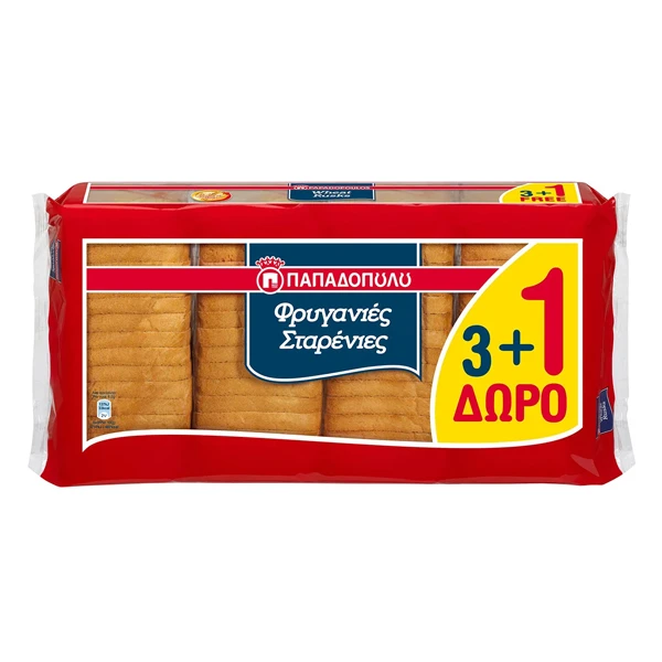 Φρυγανιά Σταρένια ΠΑΠΑΔΟΠΟΥΛΟΥ 127gr (3+1 ΔΩΡΟ)