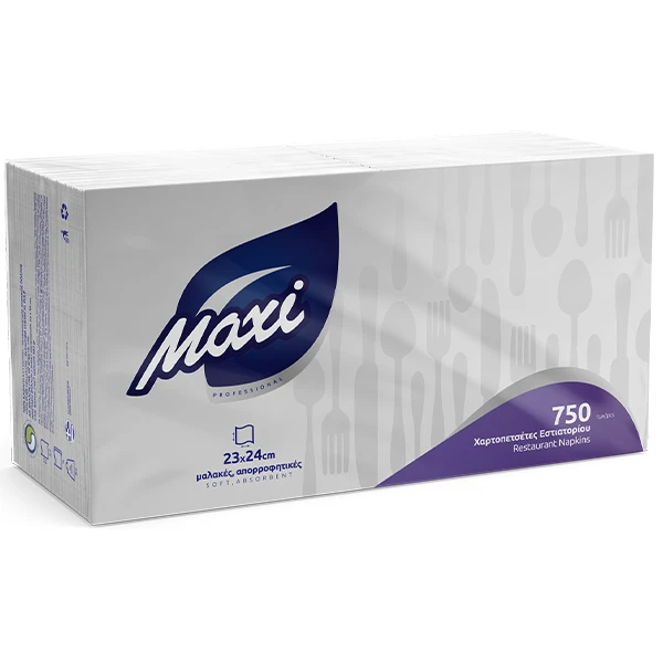 Χαρτοπετσέτα Λευκή 1Φ 23x24cm MAXI 750τμχ