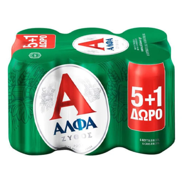 Μπύρα Κουτί ΑΛΦΑ 330ml (5+1 ΔΩΡΟ)