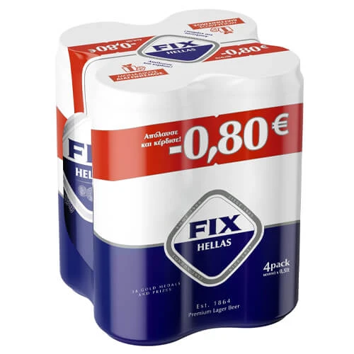 Μπύρα Κουτί (-0,80€) FIX HELLAS 500ml (4x500ml)