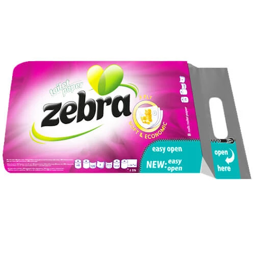 Ρολό Υγείας Soft Economy Μωβ 3Φ ZEBRA 8τμχ