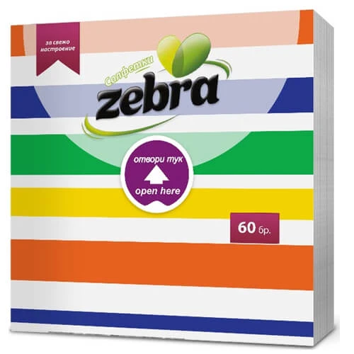 Χαρτοπετσέτα Easy Open 33x33cm ZEBRA 60τμχ