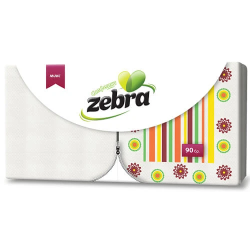 Χαρτοπετσέτα Mixed 33x33cm ZEBRA 90τμχ