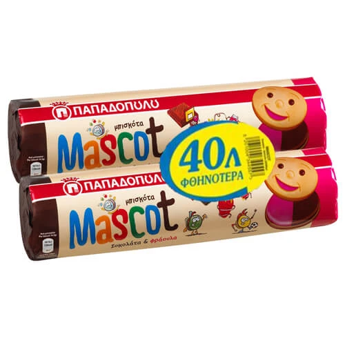 Μπισκότα Mascot Σοκολάτα & Φράουλα (-0,40€) ΠΑΠΑΔΟΠΟΥΛΟΥ 200gr (2x200gr)