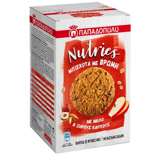 Μπισκότα Nutries Μήλο & Ξηροί Καρποί ΠΑΠΑΔΟΠΟΥΛΟΥ 150gr
