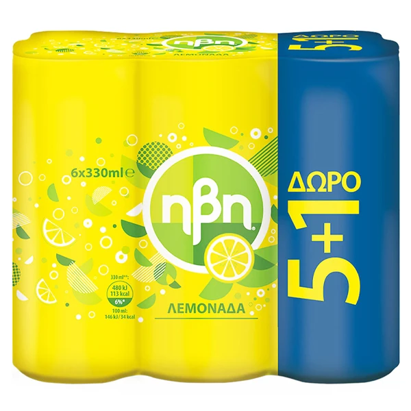 Αναψυκτικό Λεμονάδα ΗΒΗ 330ml (5+1 ΔΩΡΟ)