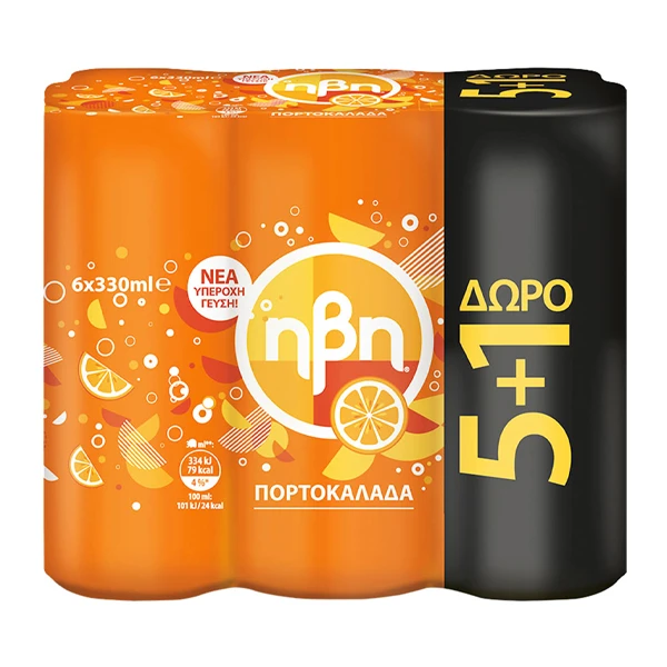 Αναψυκτικό Πορτοκαλάδα ΗΒΗ 330ml (5+1 Δώρο)