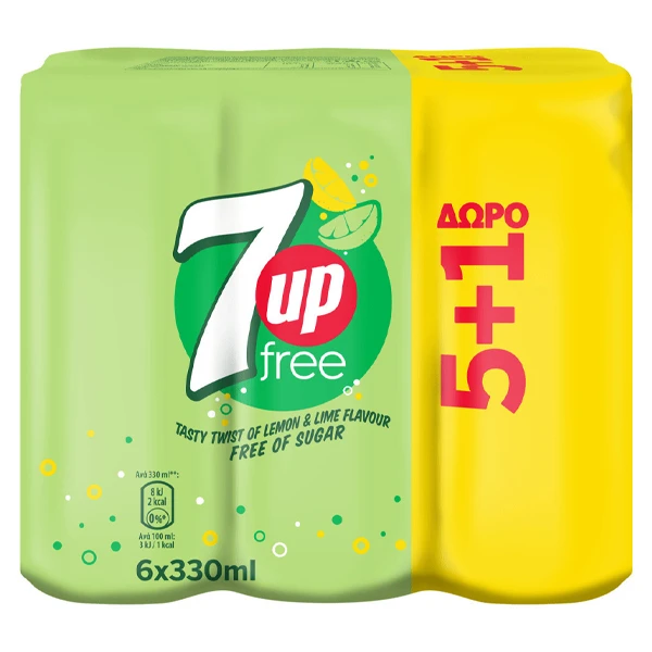 Αναψυκτικό Free 7UP 330ml (5+1 ΔΩΡΟ)