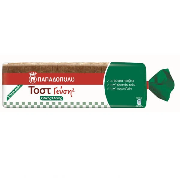 Ψωμί Τοστ Ολικής Άλεσης Club Sandwich ΠΑΠΑΔΟΠΟΥΛΟΥ 950gr