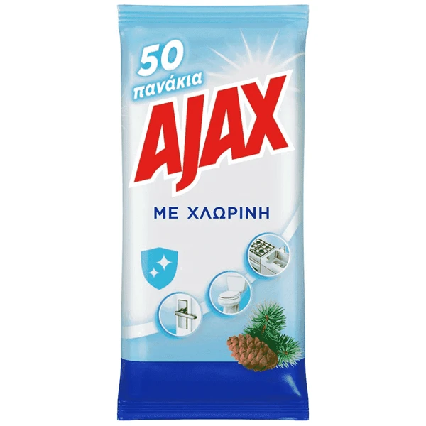 Υγρά Μαντηλάκια Με Χλωροκαθαριστικό AJAX 50τμχ