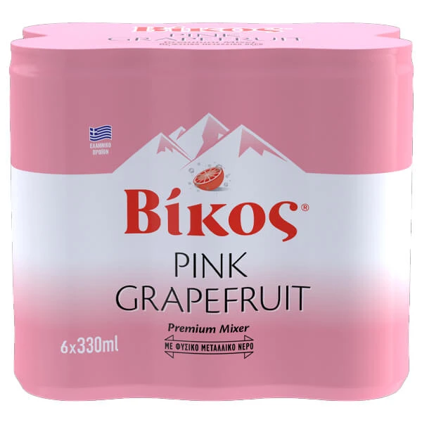 Ανθρακούχο Φυσικό Μεταλλικό Νερό Pink Grapefruit ΒΙΚΟΣ 330ml (6x330ml)