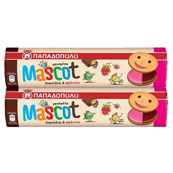 Μπισκότα Mascot Σοκολάτα & Φράουλα ΠΑΠΑΔΟΠΟΥΛΟΥ 200gr (2x200gr)