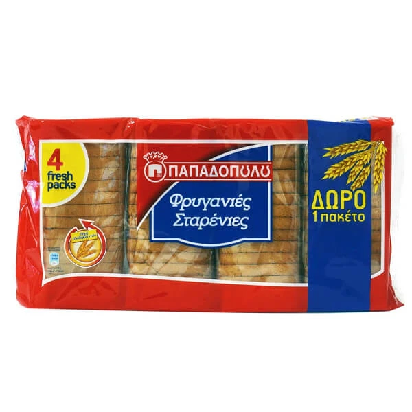 Φρυγανιές Σταρένιες ΠΑΠΑΔΟΠΟΥΛΟΥ 127gr (4x127gr)