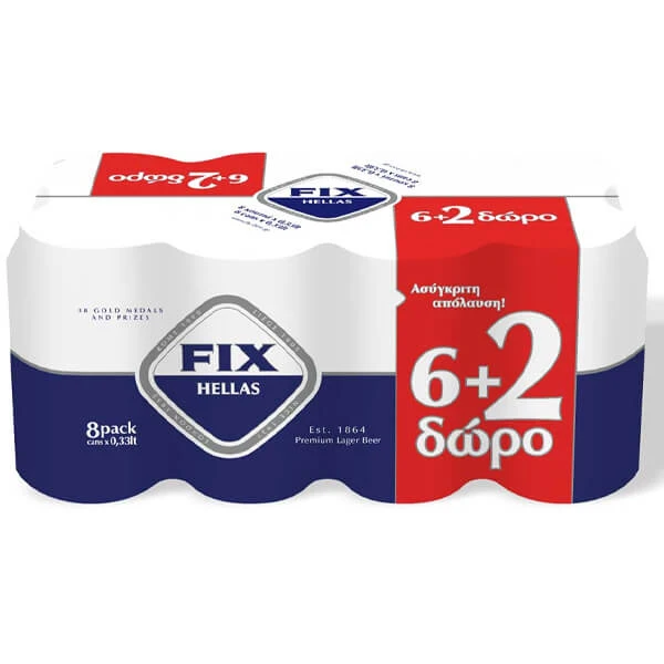 Μπύρα FIX HELLAS 330ml (6+2 ΔΩΡΟ)