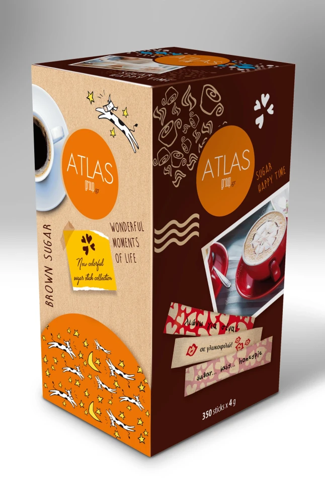 Ζάχαρη Καστανή Sticks ATLAS 200τμχ (200x3,5gr)