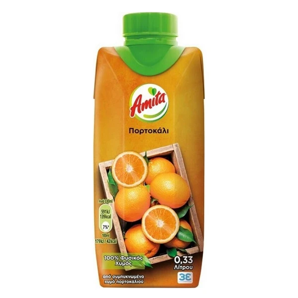 Φυσικός Χυμός Πορτοκάλι AMITA 330ml