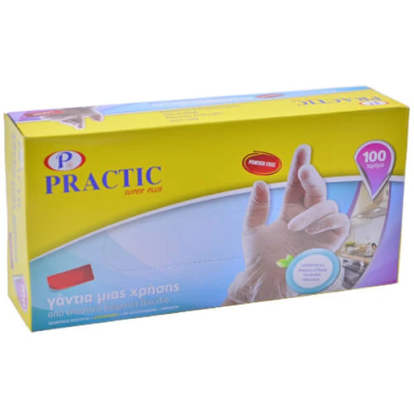 Γάντια Βινυλίου Χωρίς Πούδρα Χ- Large PRACTIC 100τμχ