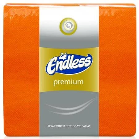 Χαρτοπετσέτα Πορτοκαλί Premium 33x33cm ENDLESS 50τμχ