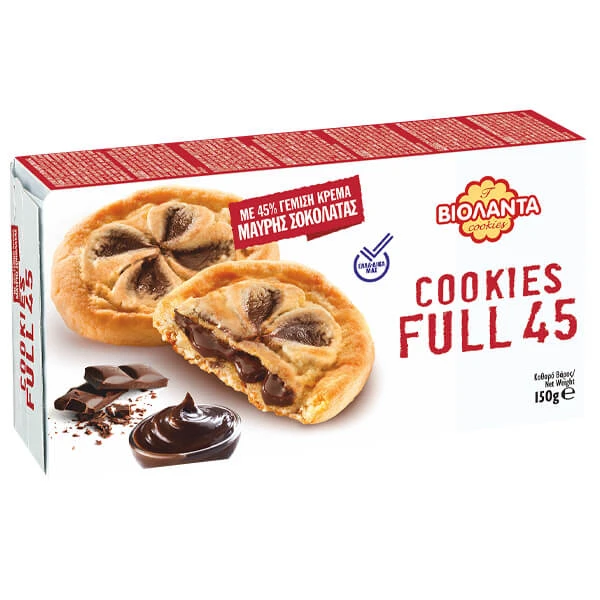 Cookies Full 45% Γέμιση Μαύρης Σοκολάτας ΒΙΟΛΑΝΤΑ 150gr