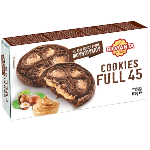 Cookies Full 45% Γέμιση Κρέμας Φουντουκιού ΒΙΟΛΑΝΤΑ 150gr