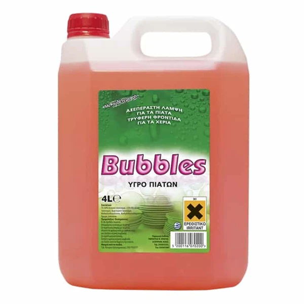 Υγρό Πιάτων Πορτοκάλι & Ξύδι BUBBLE 4lt