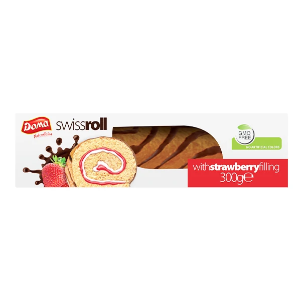 Κέικ Swiss Roll Φράουλα DOMA 300gr