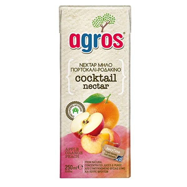 Χυμός Μήλο-Πορτοκάλι-Ροδάκινο AGROS 250ml