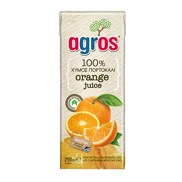 Χυμός Πορτοκάλι 100% AGROS 250ml