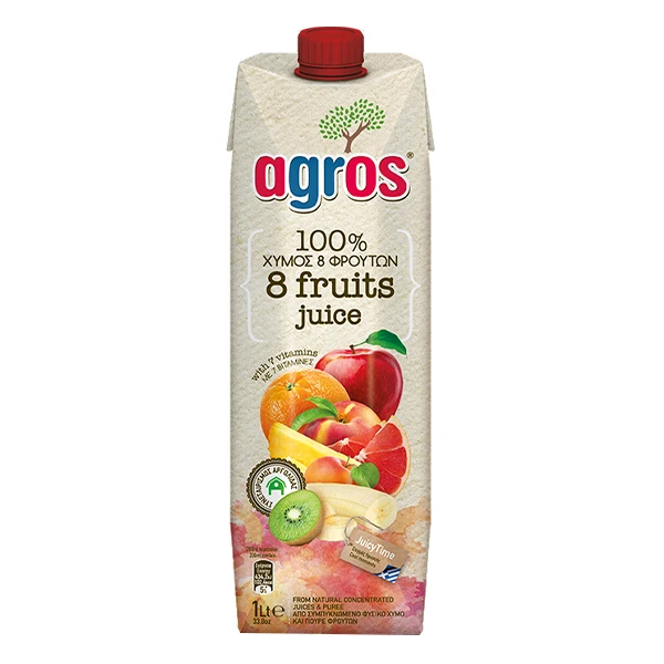 Χυμός 8 Φρούτα 100% AGROS 1lt