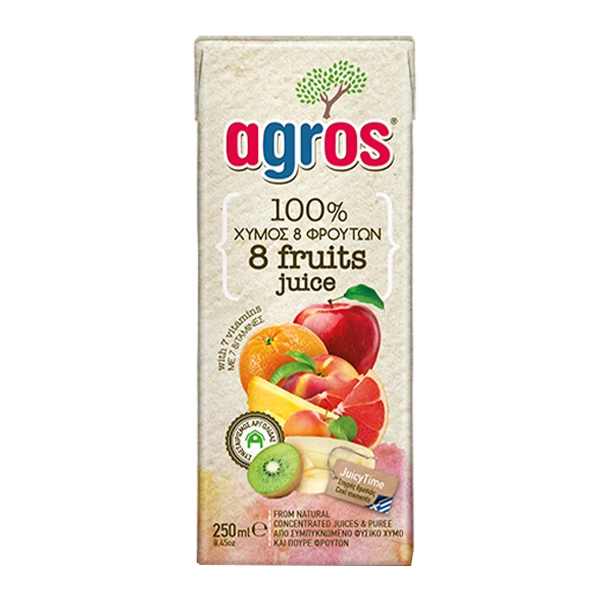 Χυμός 8 Φρούτα 100% AGROS 250ml