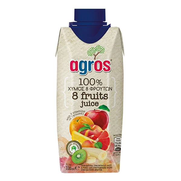 Χυμός 8 Φρούτα 100% AGROS 330ml