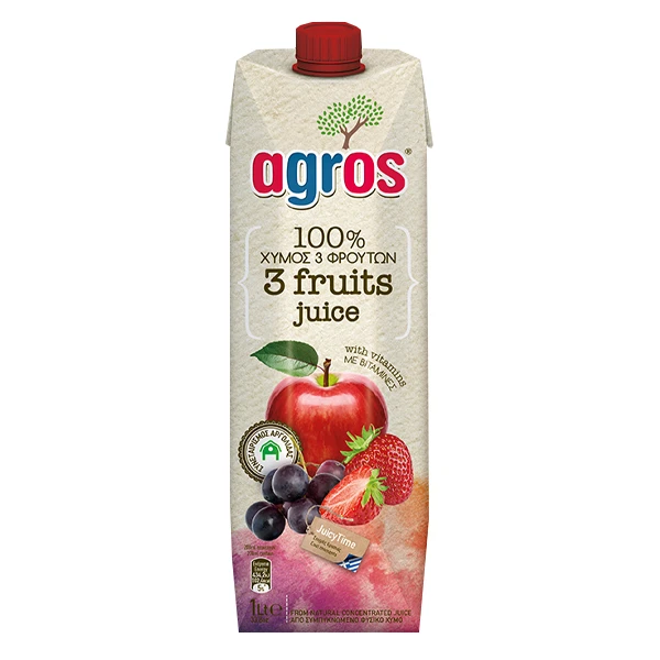 Χυμός Μήλο-Σταφύλι-Φράουλα AGROS 1lt