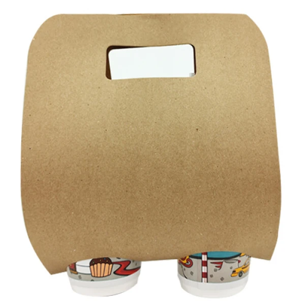 Ποτηροθήκη Χάρτινη 2 Θέσεων με διάτρητο χερούλι 100τμχ