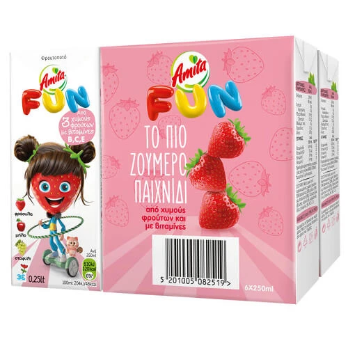 Χυμός Φράουλα AMITA FUN 250ml (6x250ml)