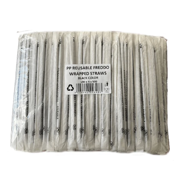 Καλαμάκια για Φρέντο Συσκευασμένα Μαύρα 18cm 500τμχ