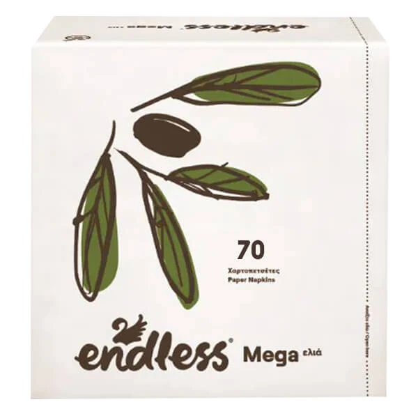 Χαρτοπετσέτα με Σχέδιο Ελιά 33x33cm ENDLESS 70τμχ