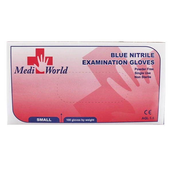 Γάντια Νιτριλίου Μπλε Small MEDI-WORLD 100τμχ