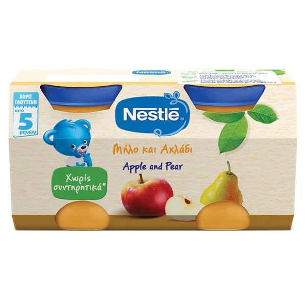 Φρουτοπουρές Αχλάδι & Μήλο NESTLE 125gr (2x125gr)