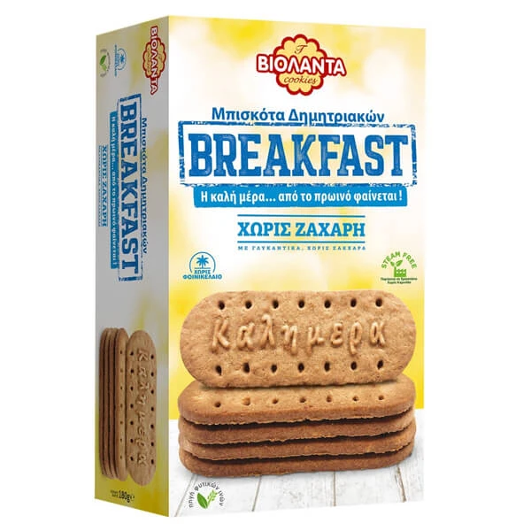 Μπισκότα Δημητριακών Breakfast Χωρίς Ζάχαρη ΒΙΟΛΑΝΤΑ 180gr
