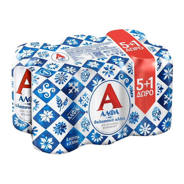 Μπύρα με Θαλασσινό Αλάτι ΑΛΦΑ 330ml (5+1 Δώρο)