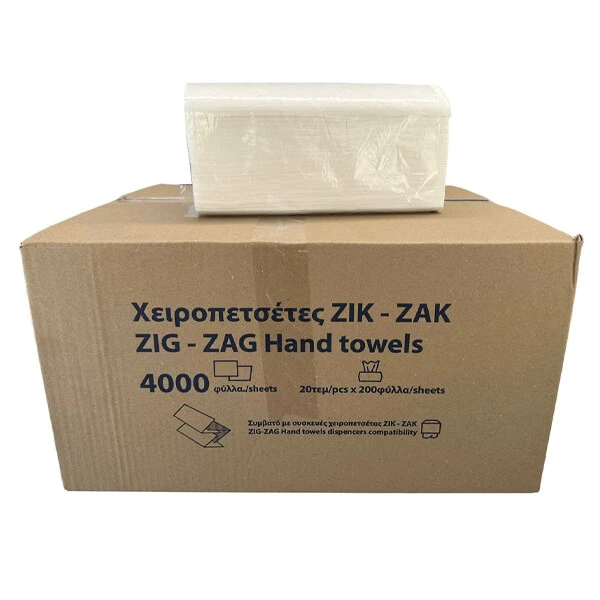 Χειροπετσέτες Ζικ Ζακ Λευκές 4000τμχ