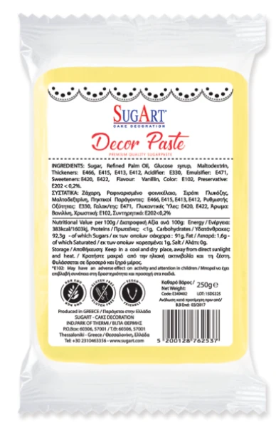 Decor Πάστα (Paste) (Ζαχαρόπαστα) Κίτρινο SUGART 1kg