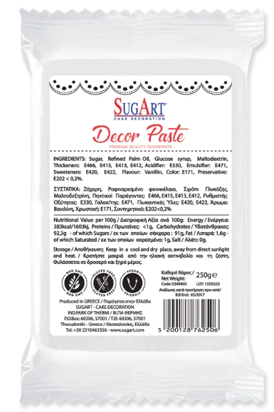 Ζαχαρόπαστα Λευκή (Decor Paste) SUGART 1kg